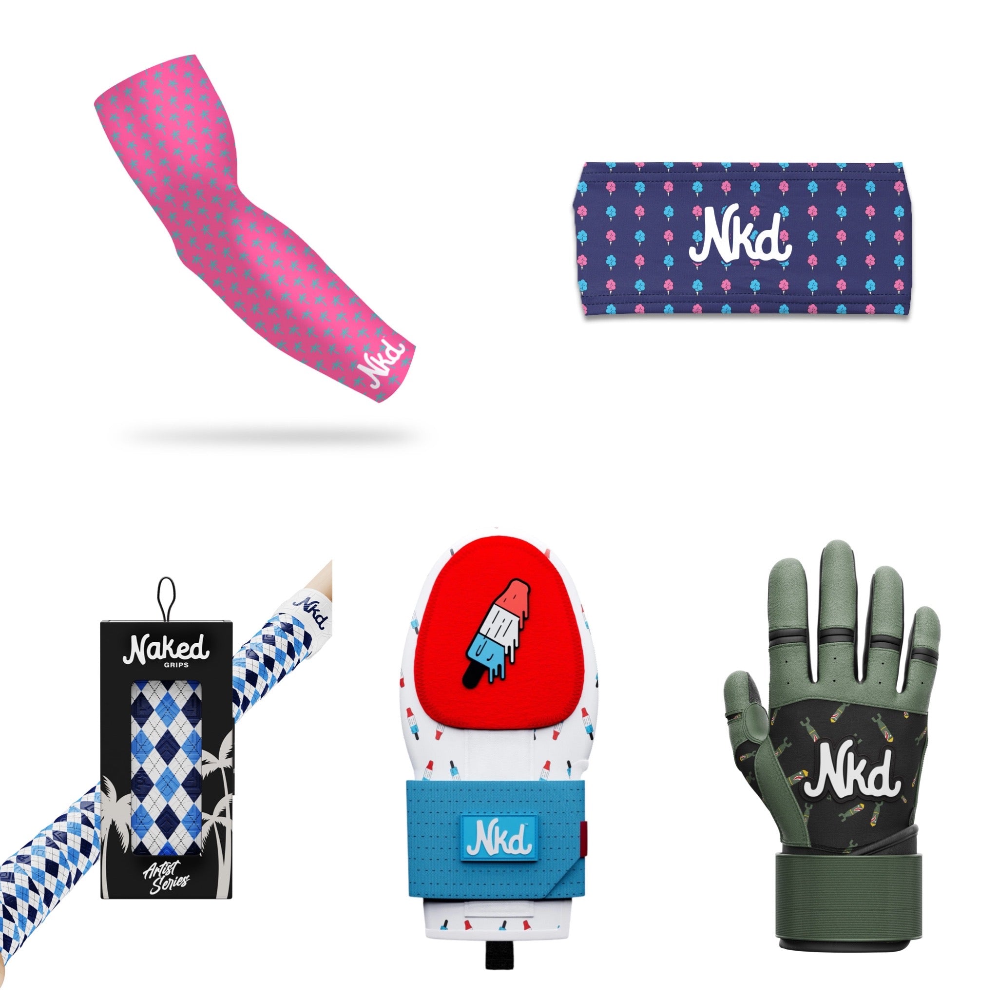 Grip + Sliding Mitt + Batting Gloves + Sleeve & Headband