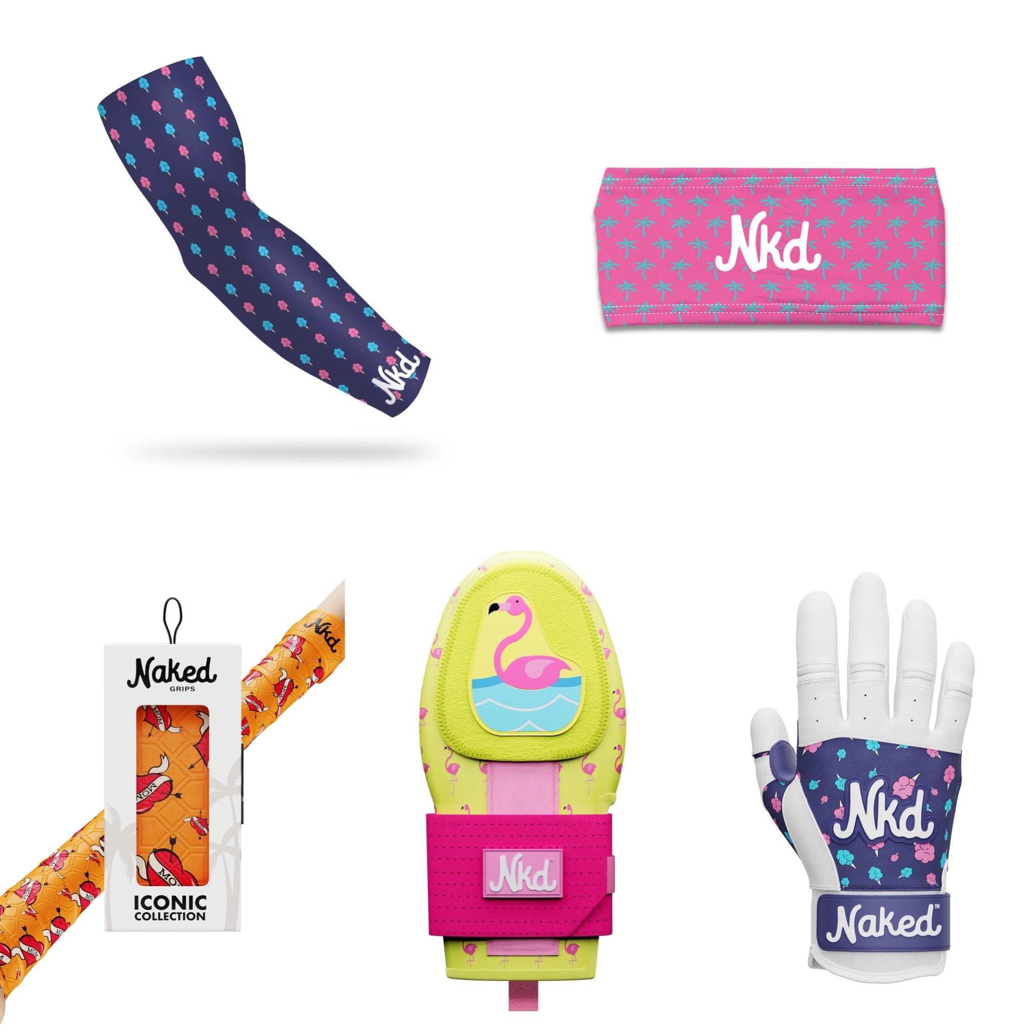 Grip + Sliding Mitt + Batting Gloves + Sleeve & Headband