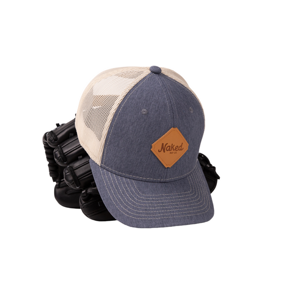 naked bat co faded blue trucker front with glove